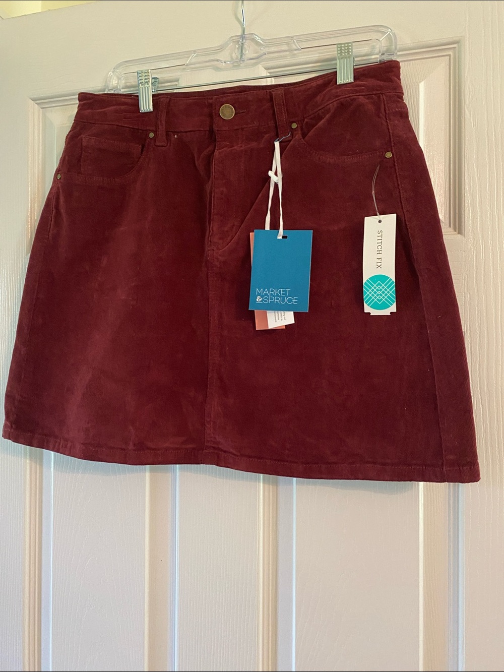 Market & Spruce Wine Red Corduroy Mini Skirt